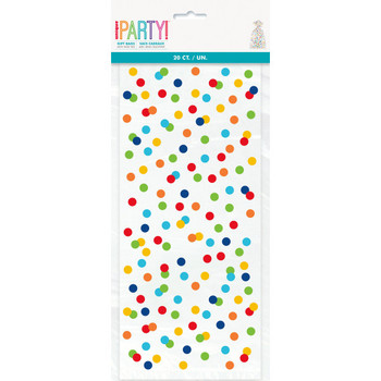 Pack of 20 Rainbow Polka Dots Cellophane Bags