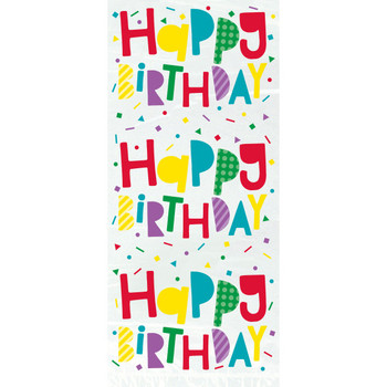 Pack of 20 Colorful Happy Birthday Cellophane Bags