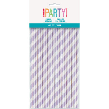 Pack of 40 Lavender Striped Paper Straws