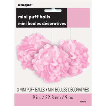 Pack of 3 Lovely Pink Mini Puff Tissue Decorations Pack of 3 Lovely Pink Mini Puff Tissue Decorations