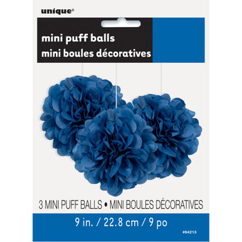 Pack of 3 Royal Blue Mini Puff Tissue Decorations Pack of 3 Royal Blue Mini Puff Tissue Decorations