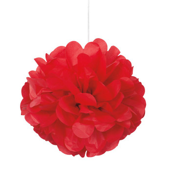 Pack of 3 Ruby Red Mini Puff Tissue Decorations Pack of 3 Ruby Red Mini Puff Tissue Decorations