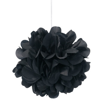 Pack of 3 Black Mini Puff Tissue Decorations Pack of 3 Black Mini Puff Tissue Decorations