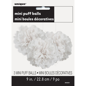 Pack of 3 White Mini Puff Tissue Decorations Pack of 3 White Mini Puff Tissue Decorations