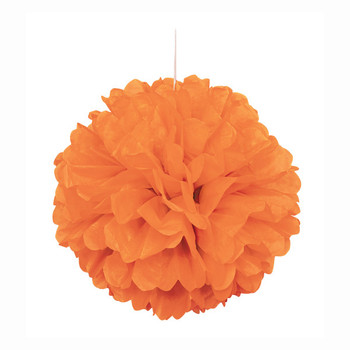 Orange Solid 16" Hanging Tissue Pom Pom