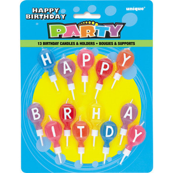 Happy Birthday Round Letter Candles in Holders
