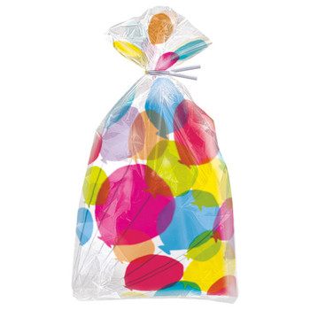 Pack of 20 Balloons & Rainbow Birthday Cellophane Bags, 5"x11"