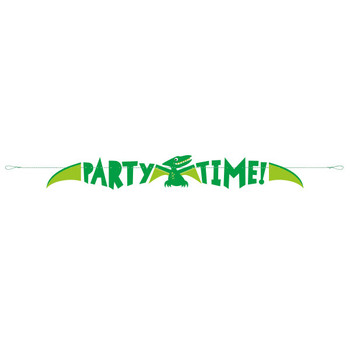 5ft Party Time Blue & Green Dinosaur Banner