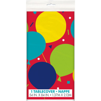 Balloon Party Birthday Rectangular Plastic Table Cover, 54"x84"