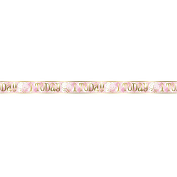 12ft Long Fold Foil Pink Gingham 1st Birthday Banner