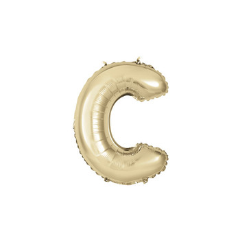 Gold Letter C Shaped Foil Balloon 14"