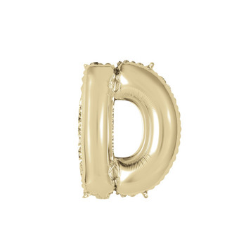 Gold Letter D Shaped Foil Balloon 14"