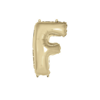 Gold Letter F Shaped Foil Balloon 14"