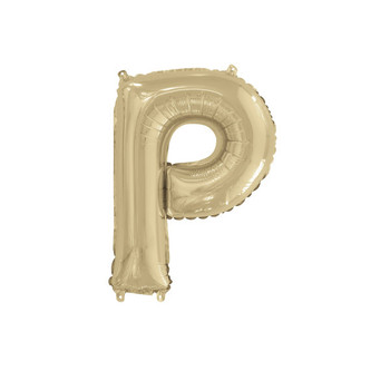 Gold Letter P Shaped Foil Balloon 14"