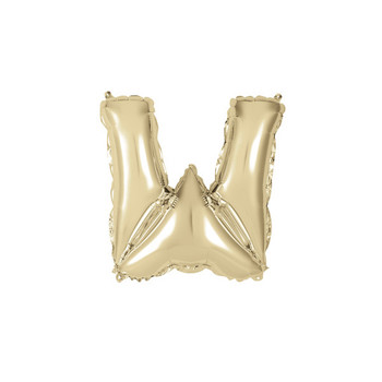 Gold Letter W Shaped Foil Balloon 14"