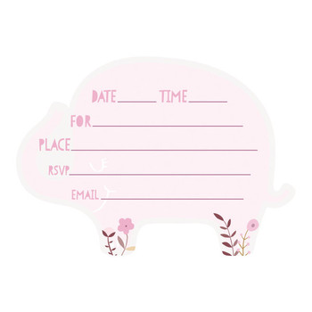 Pack of 8 Pink Floral Elephant Invitations - Baby Shower Celebration