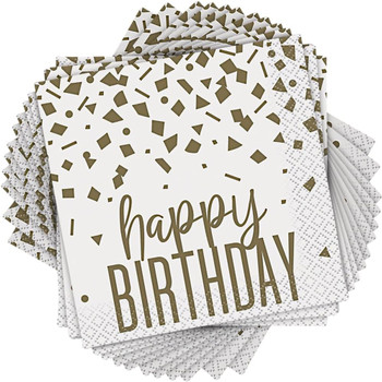 Pack of 16 Confetti Gold Birthday Luncheon Napkins