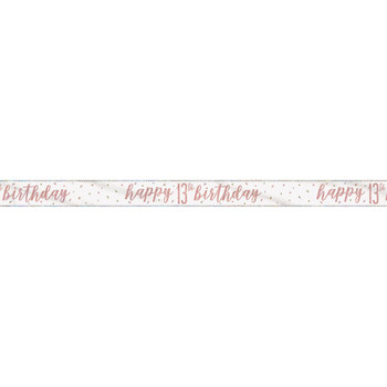 9ft Glitz Rose Gold Foil Banner "Happy 13th Birthday"