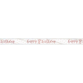 9ft Glitz Rose Gold Foil Banner "Happy 18th Birthday"