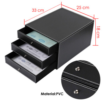 PVC Black 3 Drawer Desktop Organizer 25 x 33 x 18cm