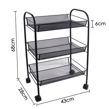 3 Tier Metal Storage Utility Tray Cart Trolley