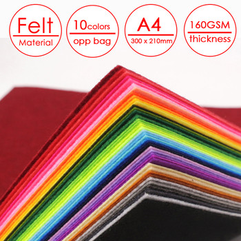 Pack of 10 Assorted Colour A4 Handmade Felt Paper