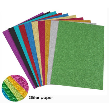 Pack of 10 A4 Assorted Colour Glitter Craft Paper