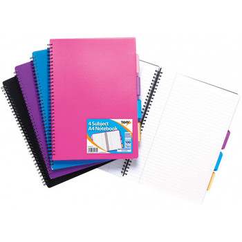 A4 4 Part Subject Notebook