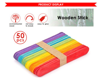 Pack of 50 Assorted Colour Wooden Sticks