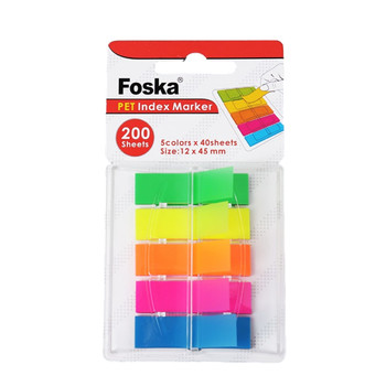 Pack of 200 PET Sticky Index Page Markers 12 x 45mm Pack of 200 PET Sticky Index Page Markers 12 x 45mm