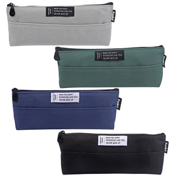 Simple Style Coloured Student Pencil Case with Zipper