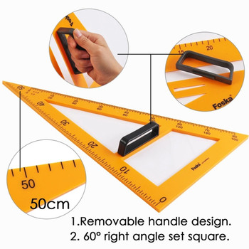 Set Square Ruler with Removable Handle 50cm