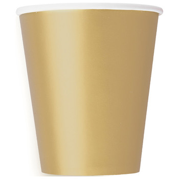 Pack of 14 Gold Solid Paper Cups 9oz