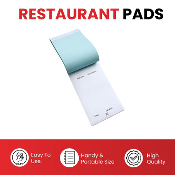 Pack of 10 95mm x 165mm White Duplicate NCR Carbonless Restaurants Service Pads