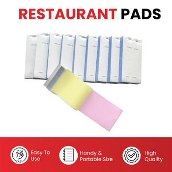 Pack of 10 95mm x 165mm White NCR Quadruplicate Restaurant Service Pads