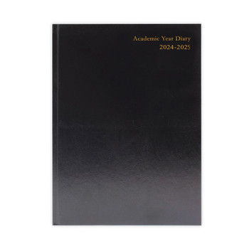 2024-2025 A5 Day Per Page Black Academic Diary