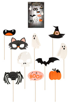 Pack of 10 Pieces Halloween Photo Booth Props with Sticks Pack of 10 Pieces Halloween Photo Booth Props with Sticks