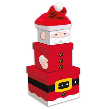 Christmas Santa Design 3 Piece Stacking Nested Boxes Christmas Santa Design 3 Piece Stacking Nested Boxes