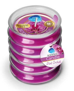 Pink Orchid Scented Ribbed Glass Candle