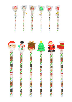 Pack of 48 Christmas Pencils with Eraser
