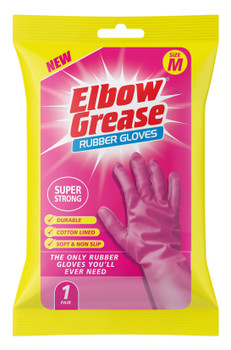 Single Pair Medium Size Pink Super Strong Rubber Gloves