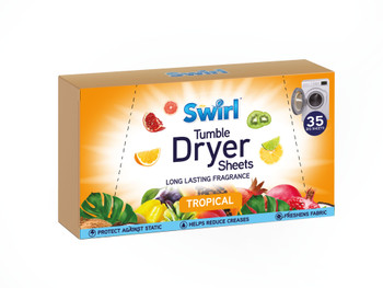 Pack of 35 Swirl Laundry Dryer Sheets Tropical