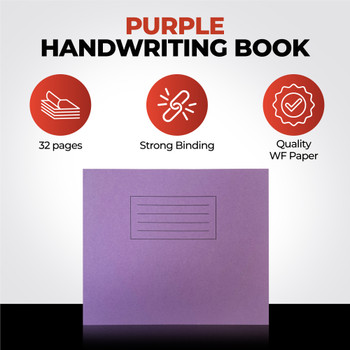 Janrax Purple 32 Page Handwriting Book 165x200mm Exercise Book WF Paper with 225gsm Manilla Cover
