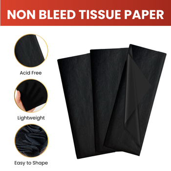 Pack of 10 Black Acid Free 50 x 70cm Tissue Paper Sheets
