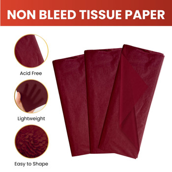 Pack of 10 Wine Colour Acid Free 50 x 70cm Tissue Paper Sheets
