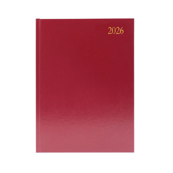 Janrax 2026 A4 Week To View Burgundy Desk Diary