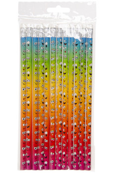 Pack of 12 Laughing Face Design Pencils with Eraser Pack of 12 Laughing Face Design Pencils with Eraser