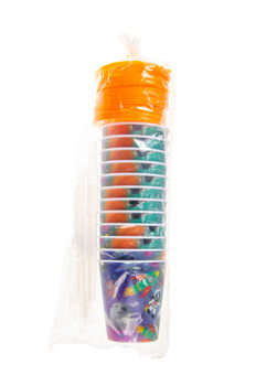 Pack of 12 Space Theme 3D Cup With Straw and Lid Pack of 12 Space Theme 3D Cup With Straw and Lid