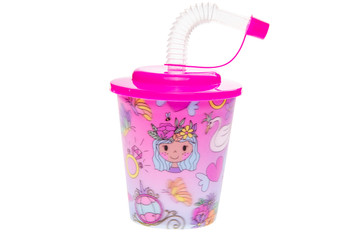 Pack of 12 Princess Theme 3D Cup With Straw and Lid Pack of 12 Princess Theme 3D Cup With Straw and Lid