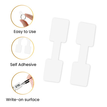 Pack of 576 White Jewellery Labels 10x38mm Pack of 576 White Jewellery Labels 10x38mm